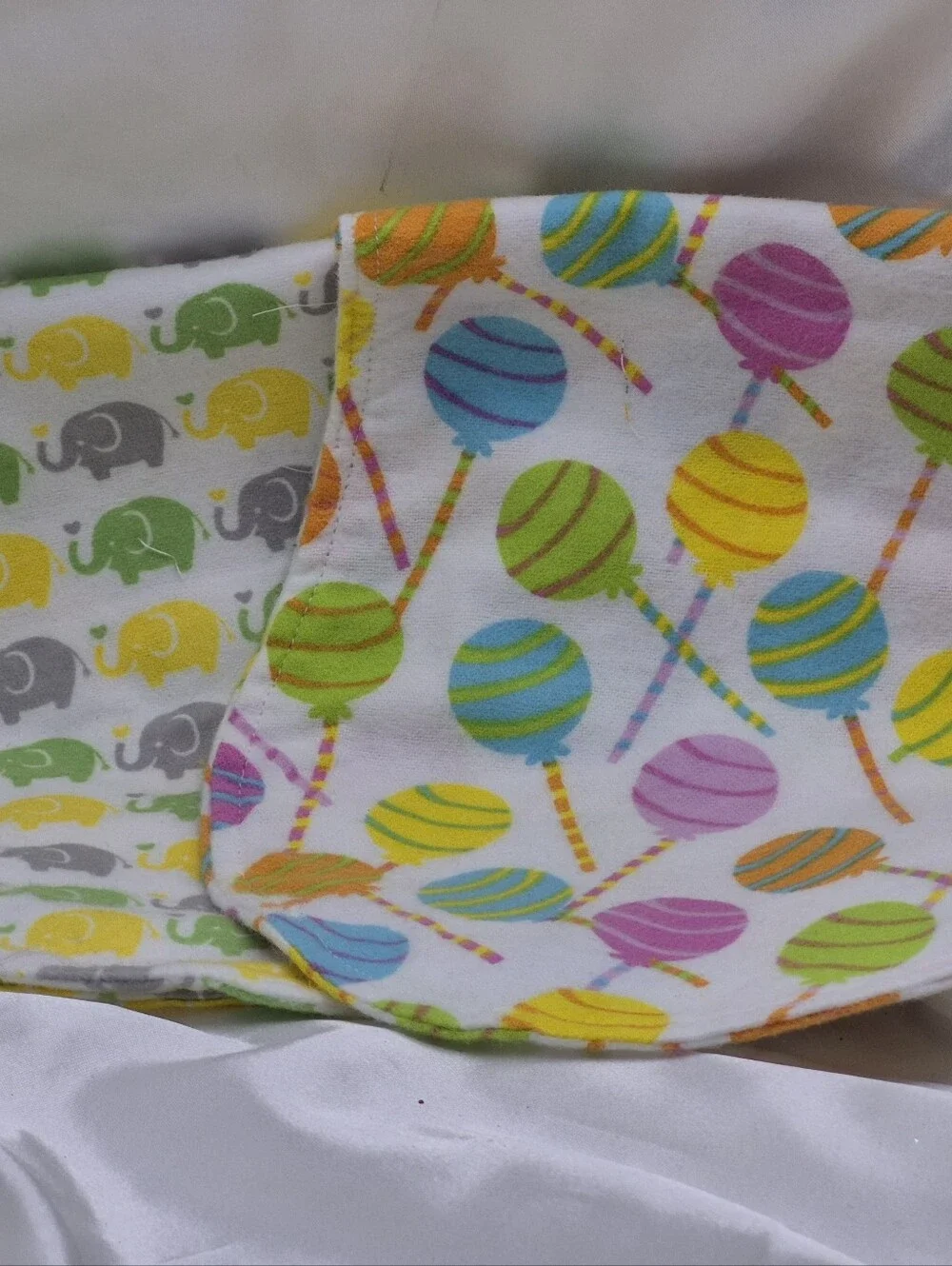 Kids Multi-Color Lollipop & Elephant Print Bandana Burp Bib Rags- Unbranded